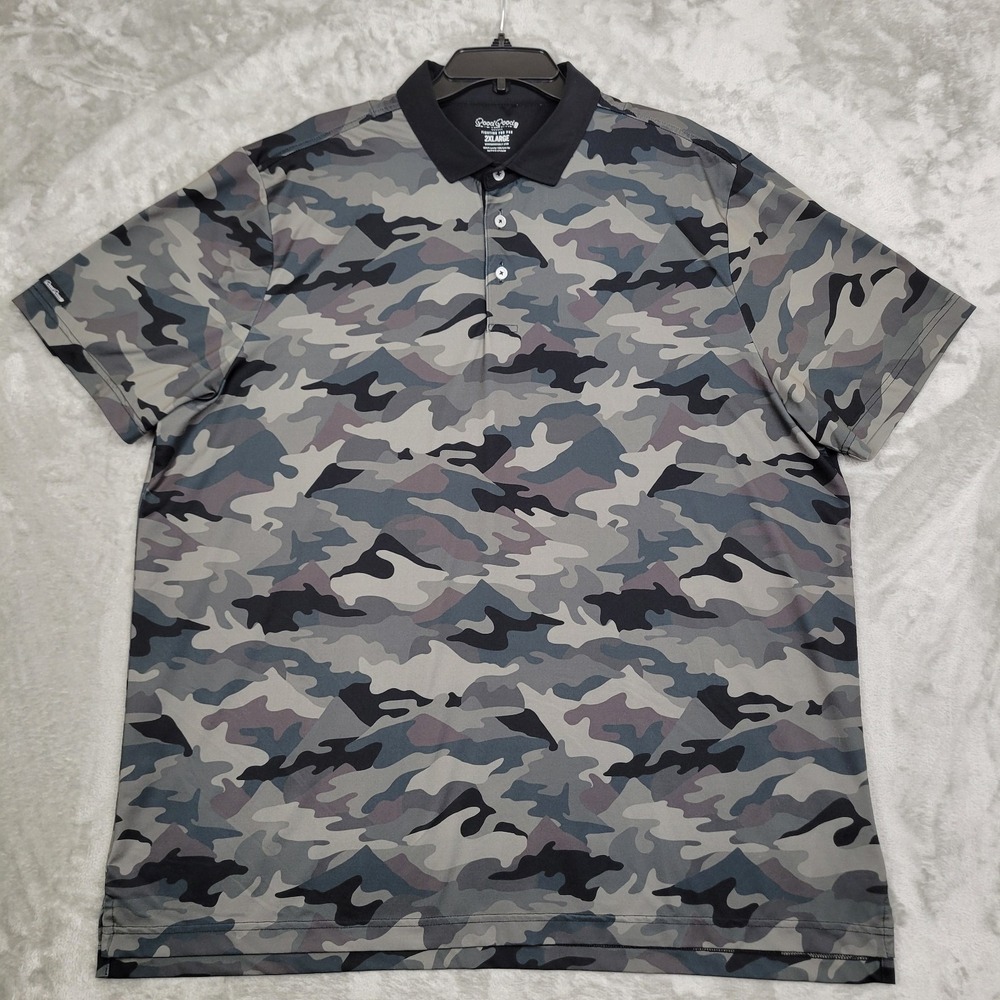 Good Good Golf Shirt Mens 2XL Polo Military Camo Print Stretch Performance